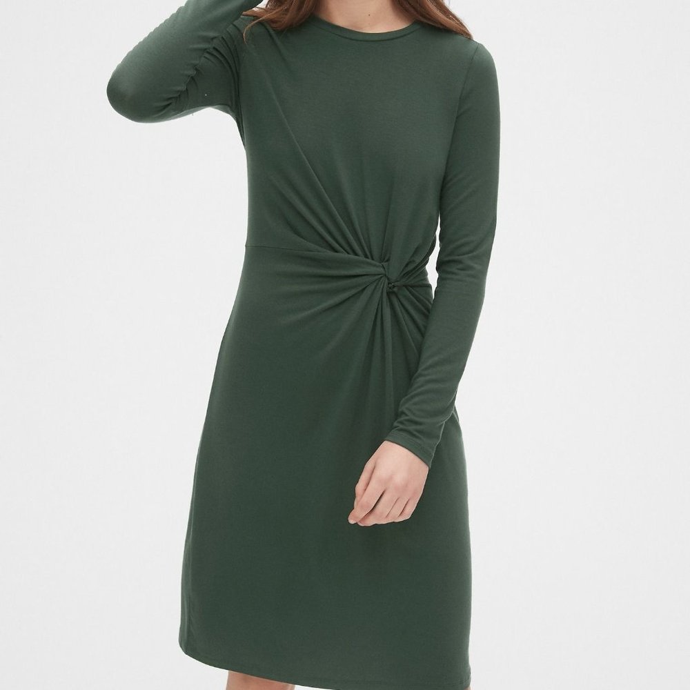 NWT Twist Front Long Sleeve Green Dress